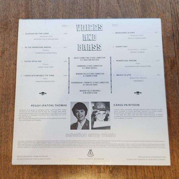 The Salvation Army Niagara Falls Presents Voices and Brass Vinyl Record - Picture 3 of 4